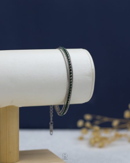 tiny double layer silver mouse green tennis bracelet