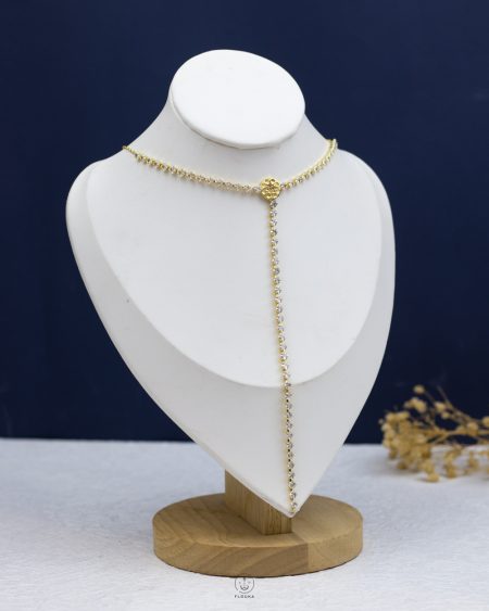 gold space star tennis drop necklace