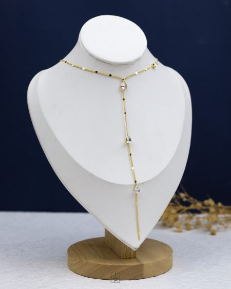 white tear drop gold drop necklace