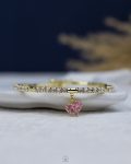 pink heart gold tennis bracelet