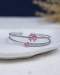pink flower silver bracelet