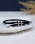 silver hermes black bangle