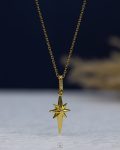 white straus space star gold necklace