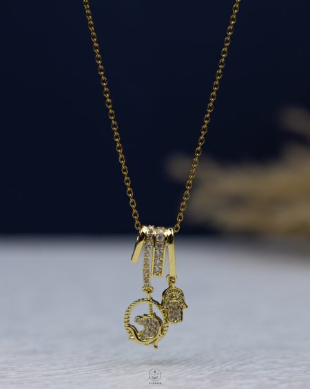gold straus palm necklace