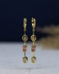 pink crystal gold earring