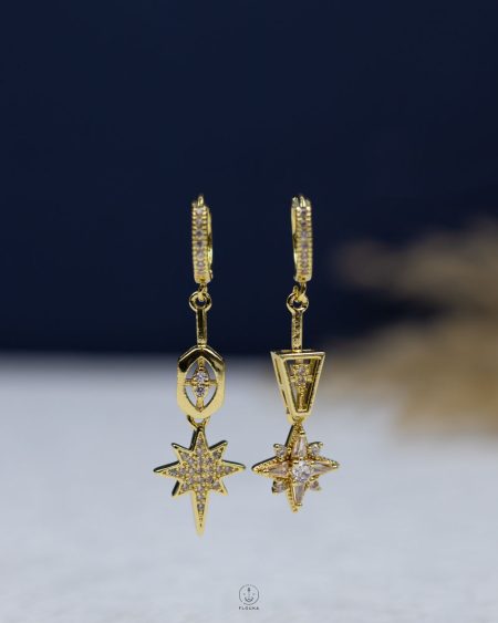 gold straus space star earring