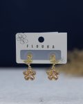 pink flower & straus butterfly gold earring