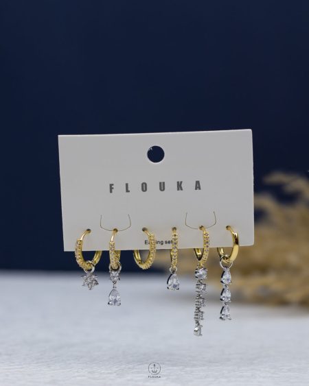 mix gold straus & silver crystal earrings set