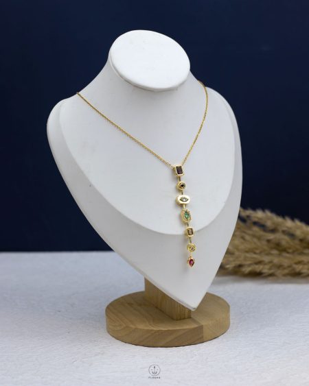 colorful crystal gold drop necklace