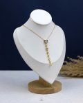 white crystal gold drop necklace
