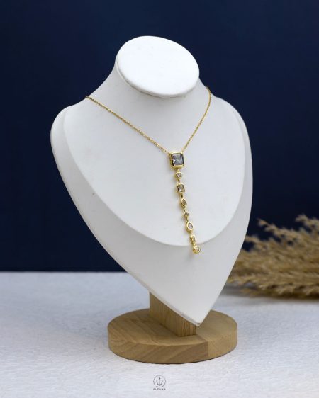 white crystal gold drop necklace