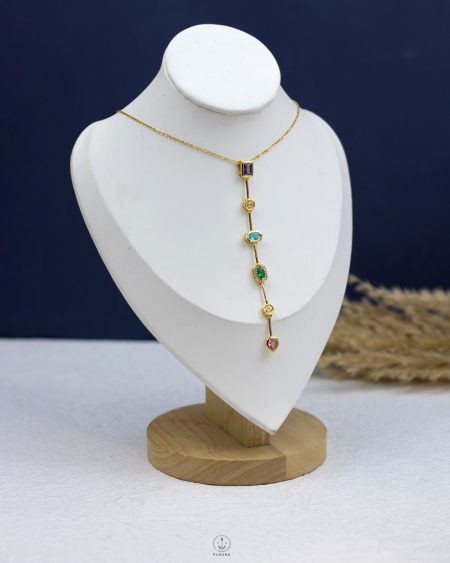 colorful crystal gold drop necklace
