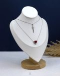 red straus heart & silver sword necklace