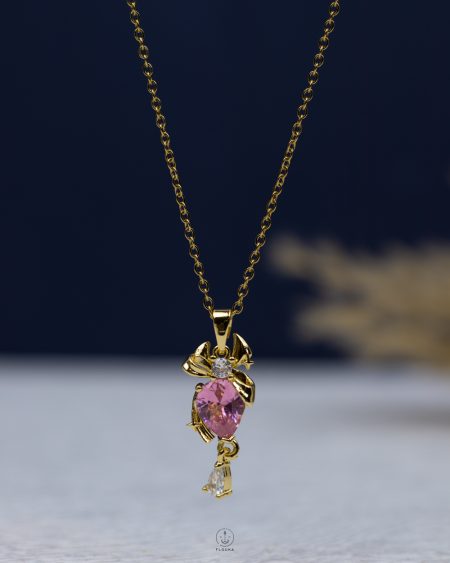 pink straus gold necklace