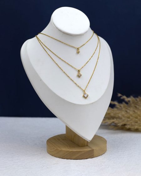 three gold crystal necklace