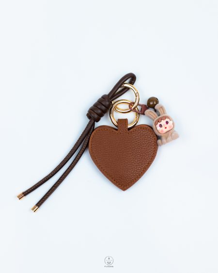 brown heart glass holder keychain