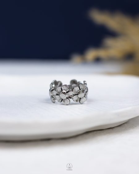 silver flower ring