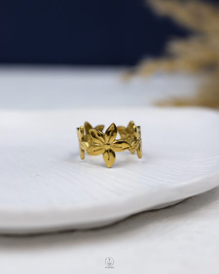 free size gold flower ring