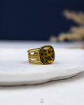 tiger crystal gold ring