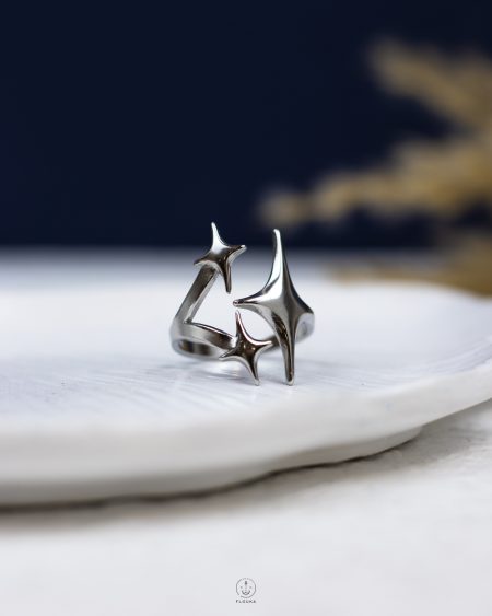 free size silver space star ring