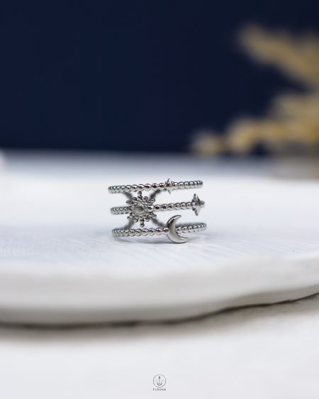 three layer silver ring