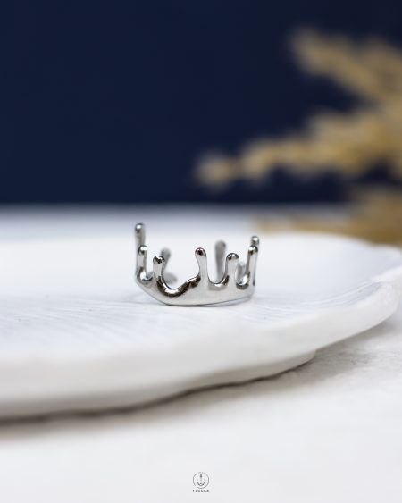 free size silver crown ring